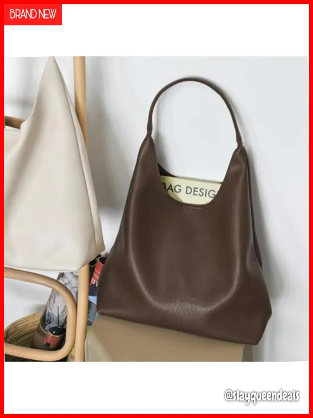 Soft Vegan Leather Slouchy Hobo Bag Shoulder Tote Purse
